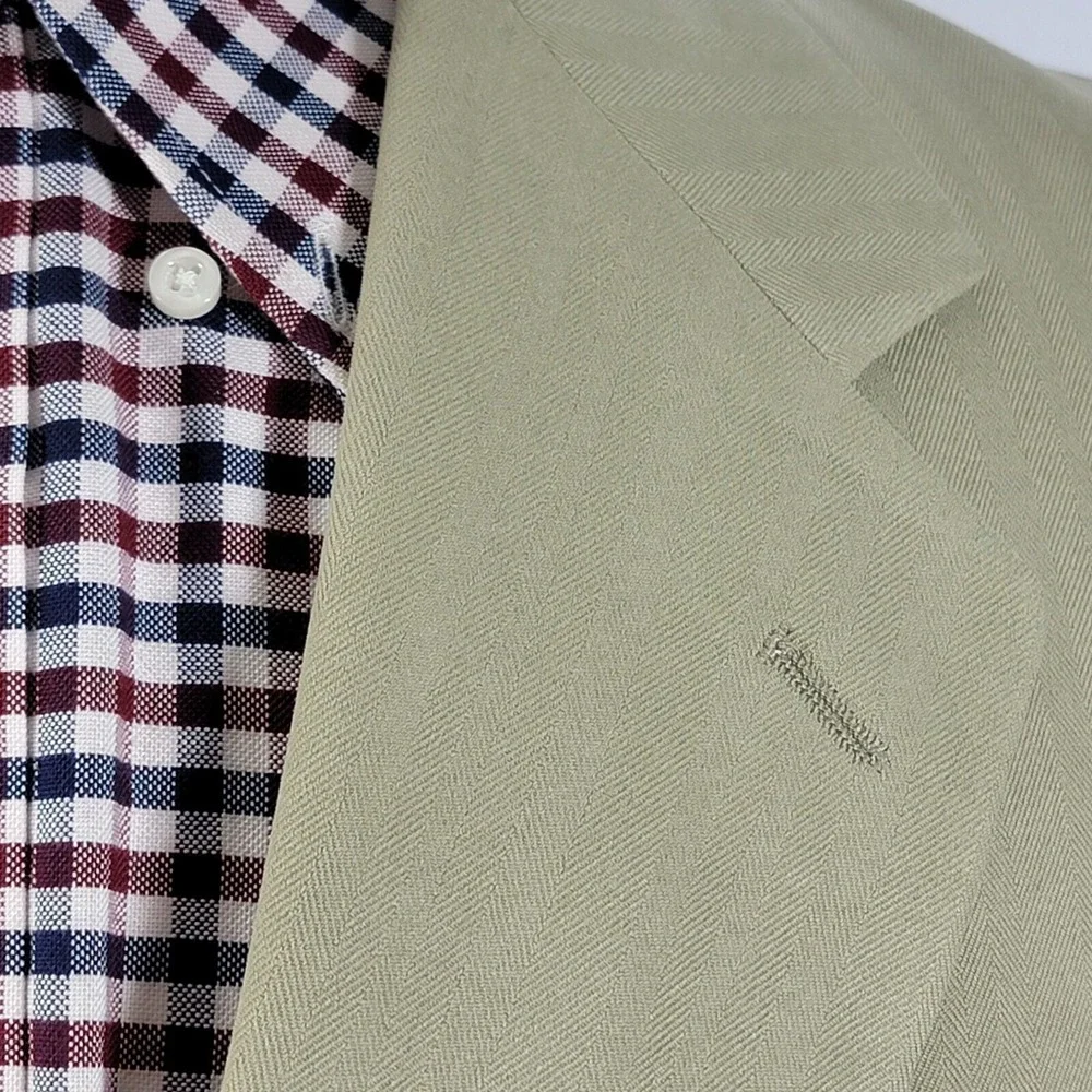 Boca Classics Island Wear Men's Sport Coat Two Button Beige Herringbone Silk 48L